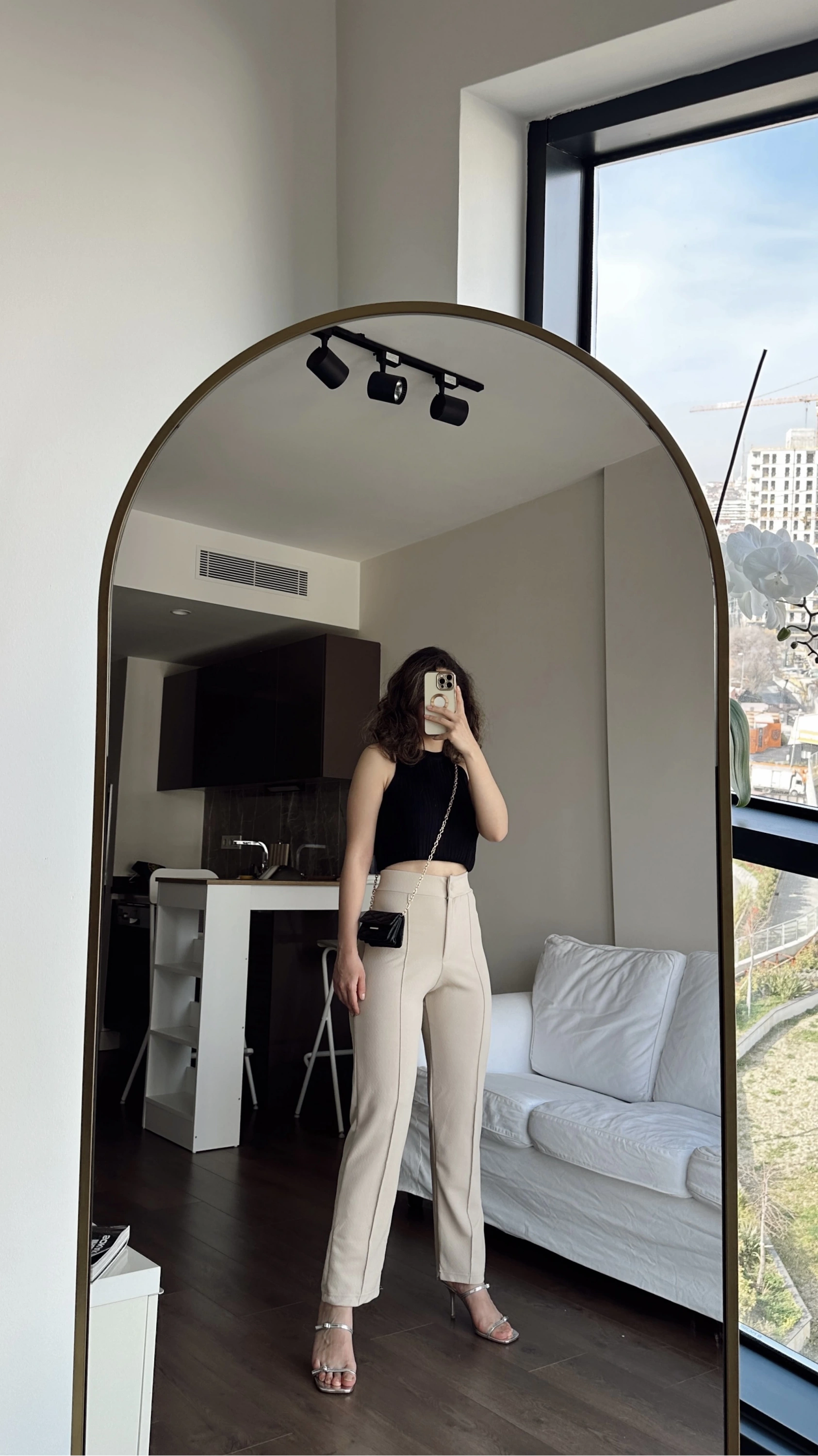 Pullaps Likralı Çımalı Palazzo Pantolon Krem