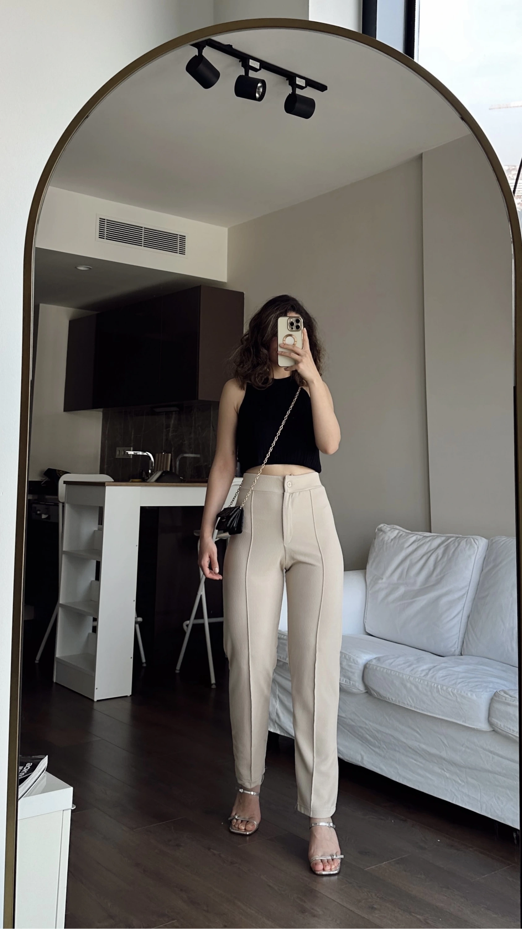 Pullaps Likralı Çımalı Palazzo Pantolon Krem