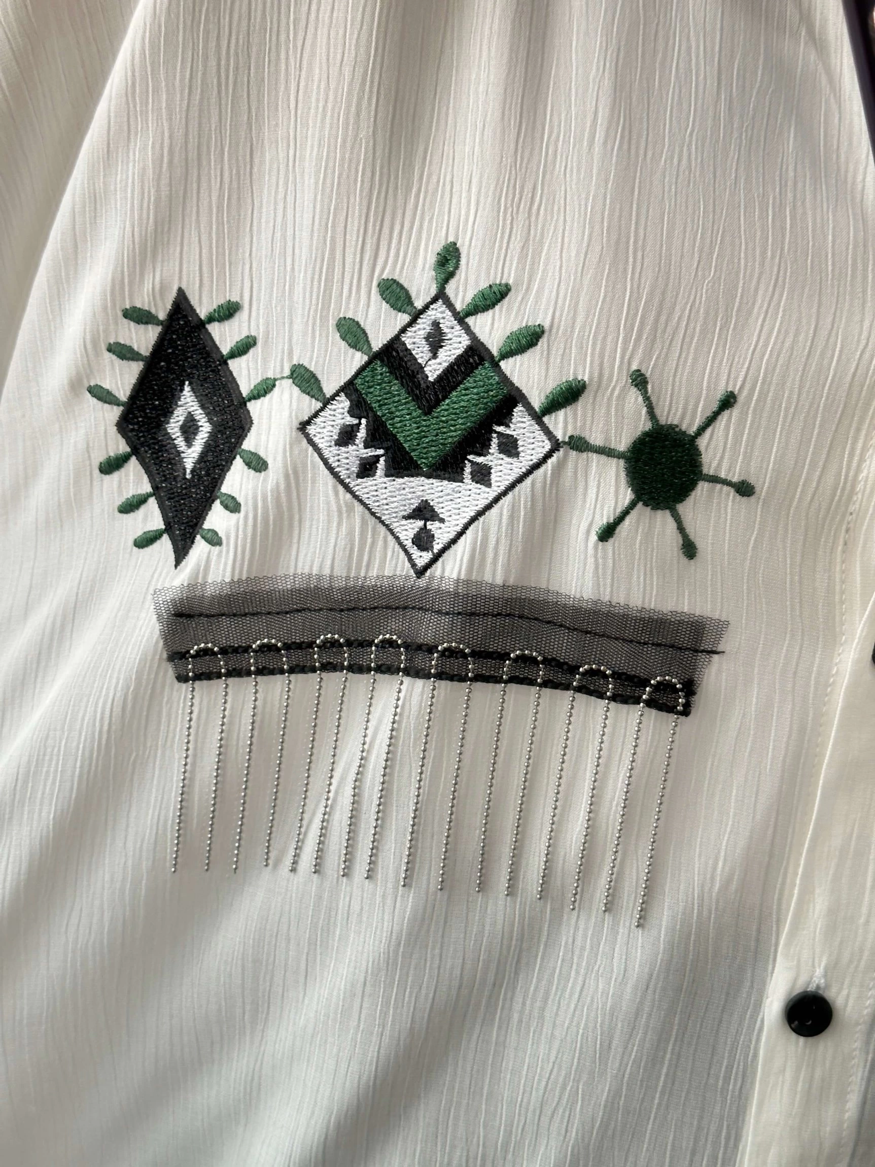 Pullaps Nakış Ve Boncuk Detaylı Gömlek