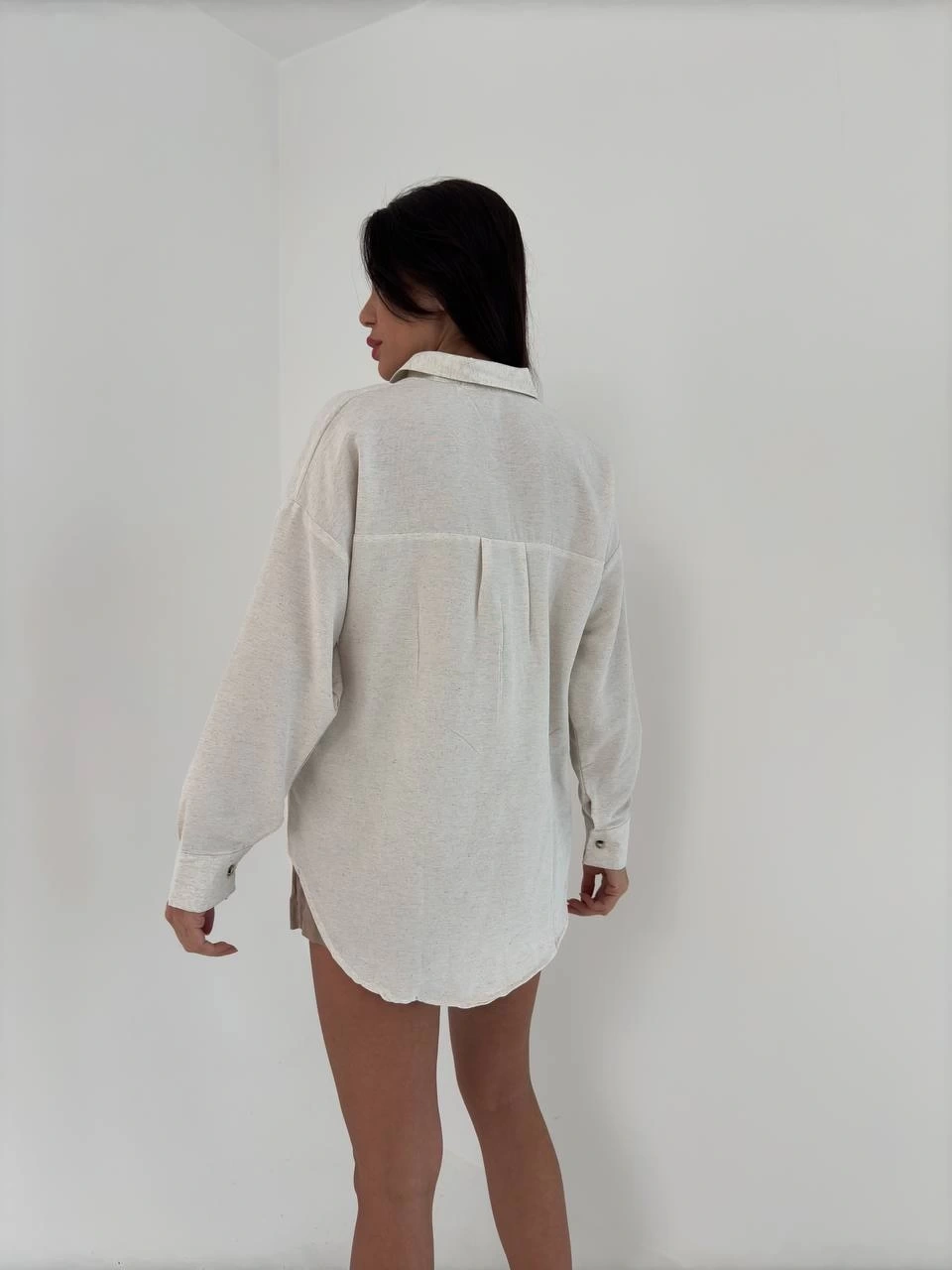 Pullaps Önü Çİçek Nakışlı Keten Salaş Gömlek