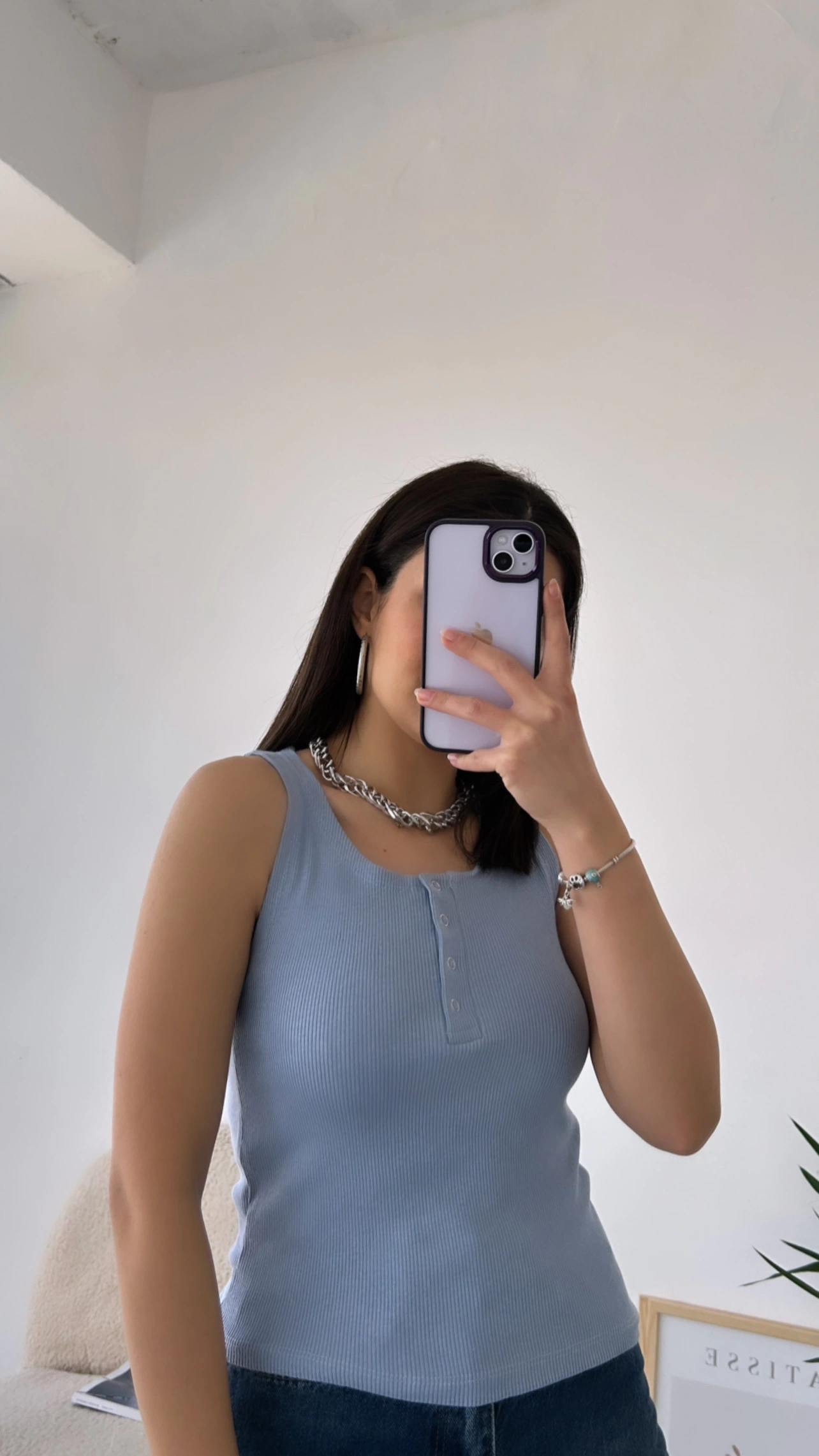 Pullaps Önü Çıtçıtlı Kaşkorse Bluz mavi