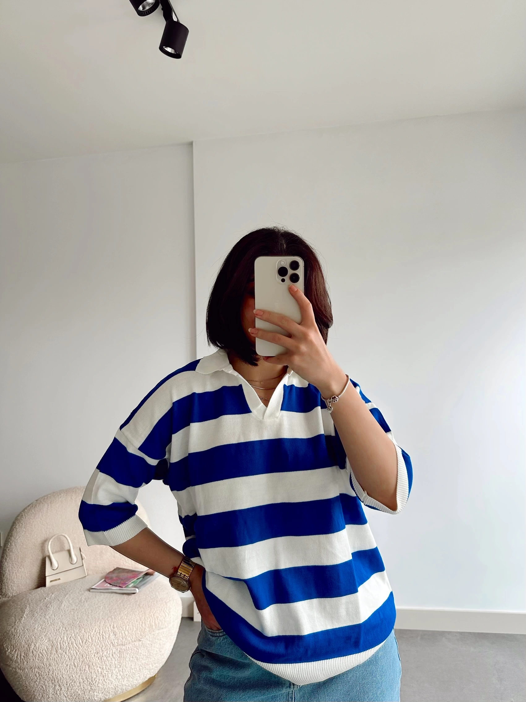 Pullaps Oversize İnce Triko Mavi