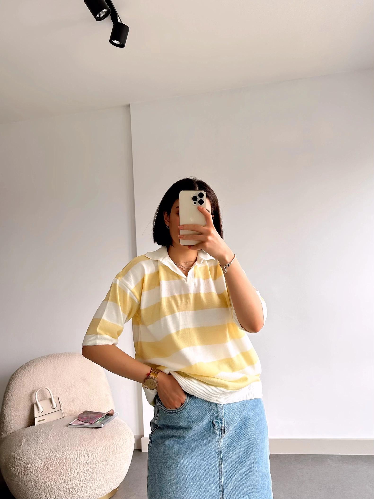 Pullaps Oversize İnce Triko Sarı