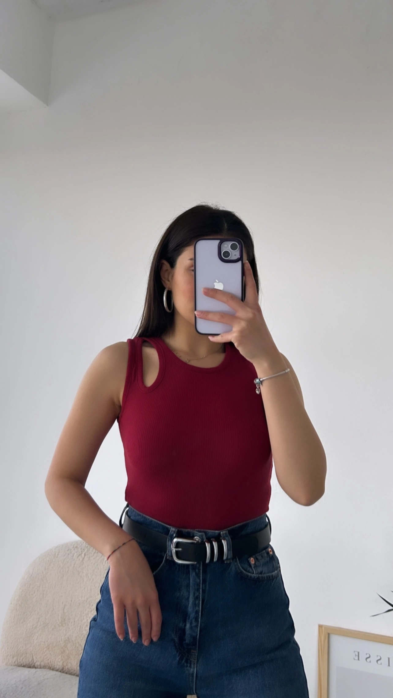 Pullaps Pencere Detaylı Kaşkorse Crop Bordo