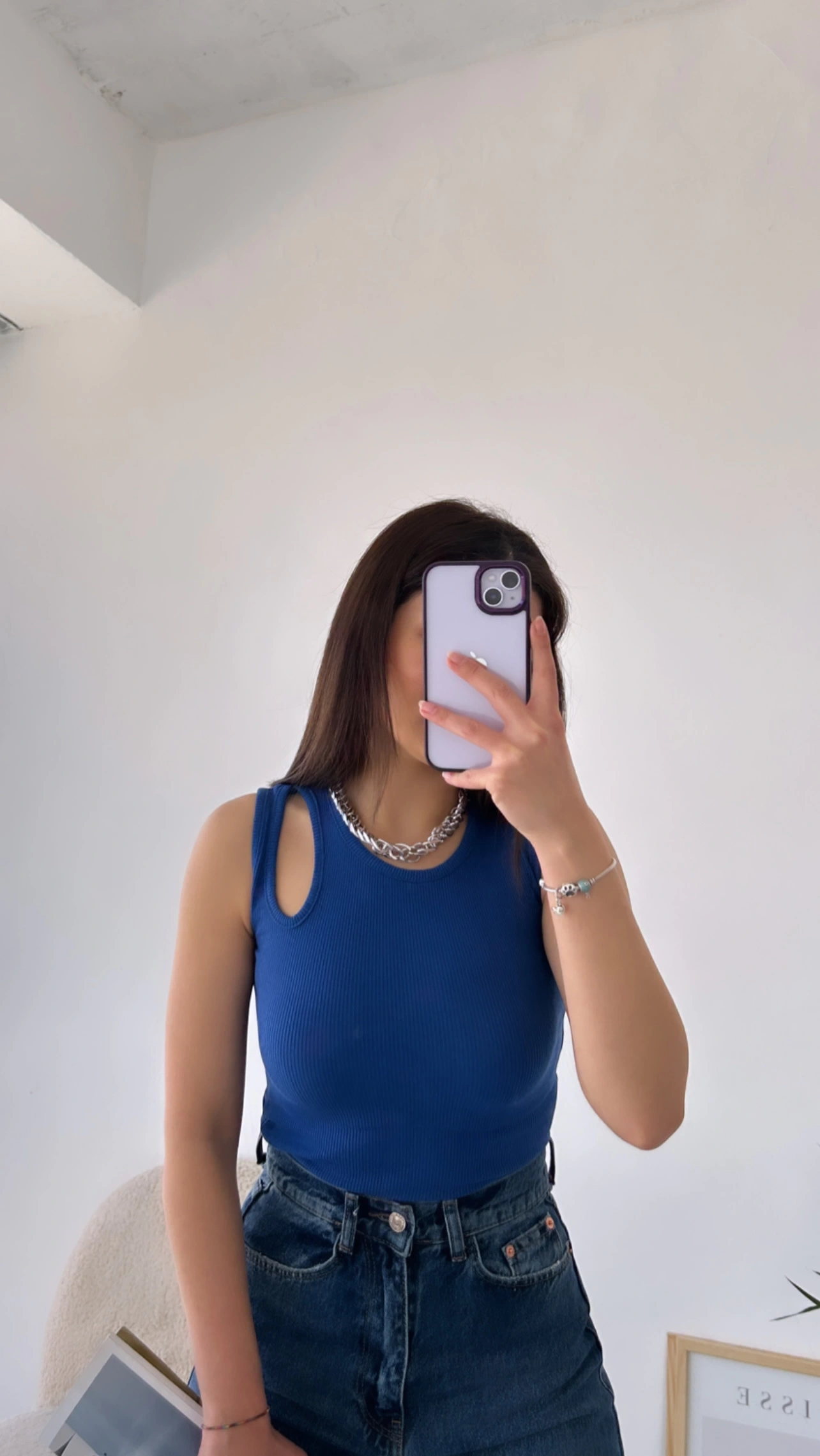 Pullaps Pencere Detaylı Kaşkorse Crop Mavi