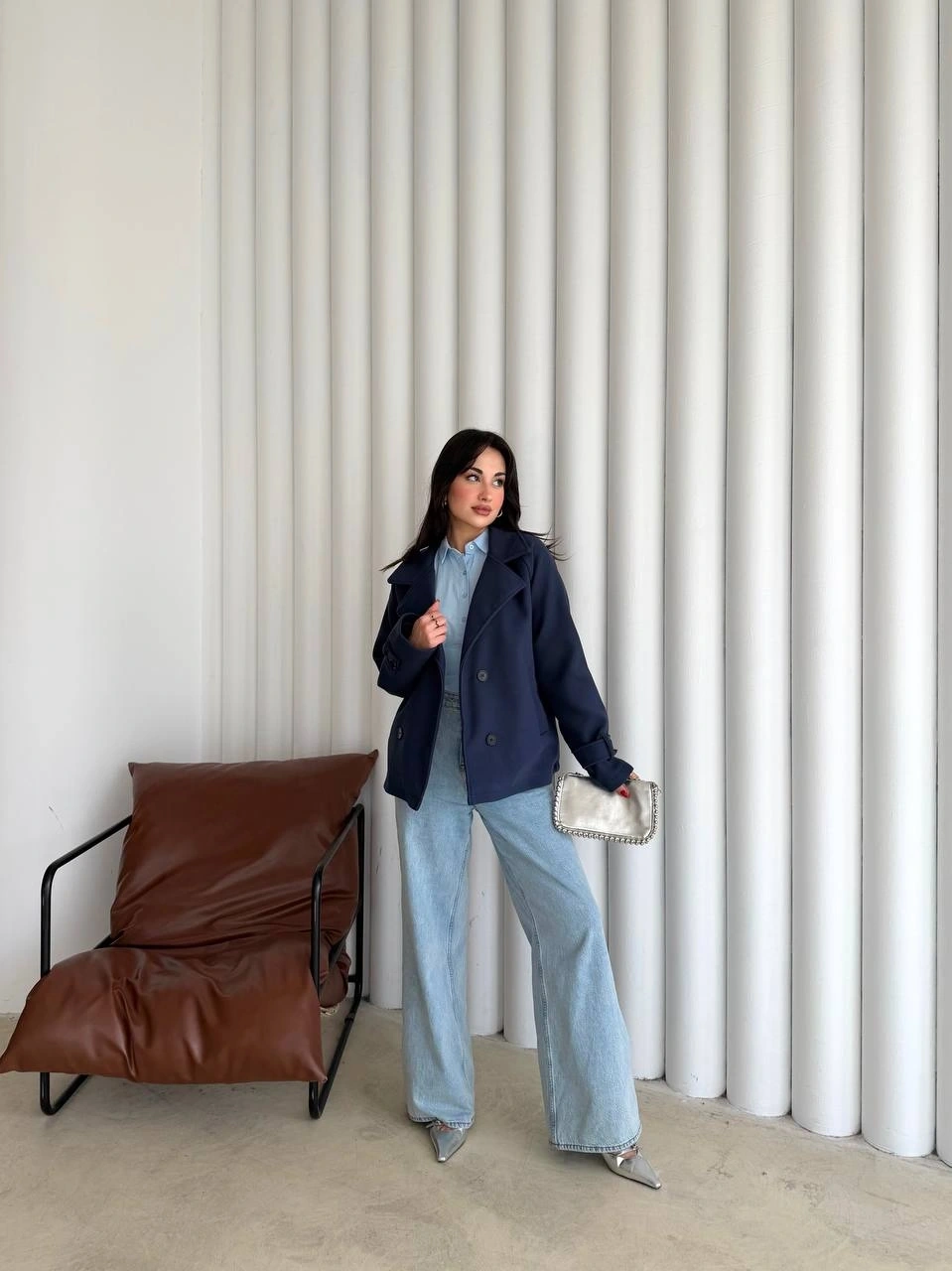 Pullaps Premium Seri Lüx Kaşe Trençkot Lacivert