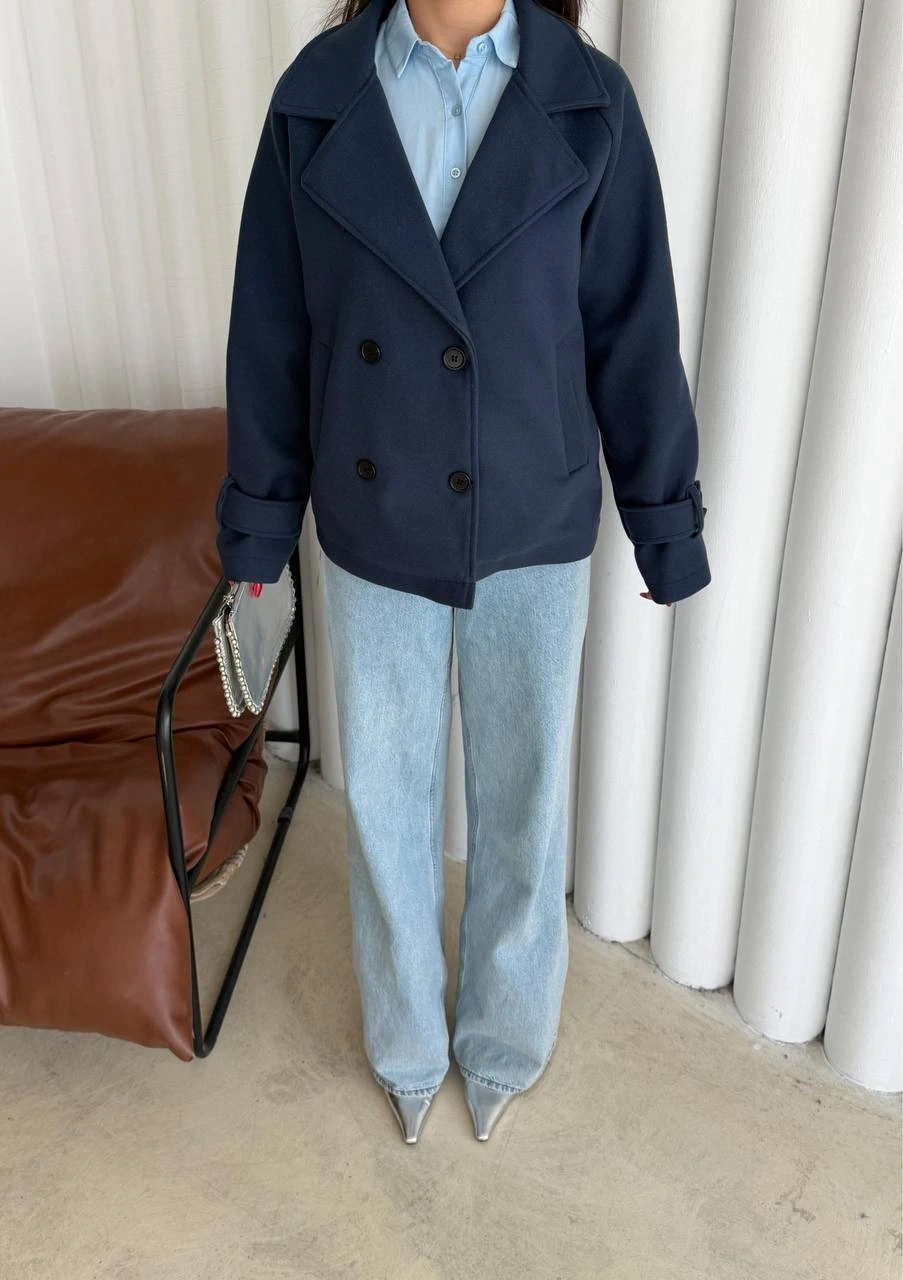 Pullaps Premium Seri Lüx Kaşe Trençkot Lacivert