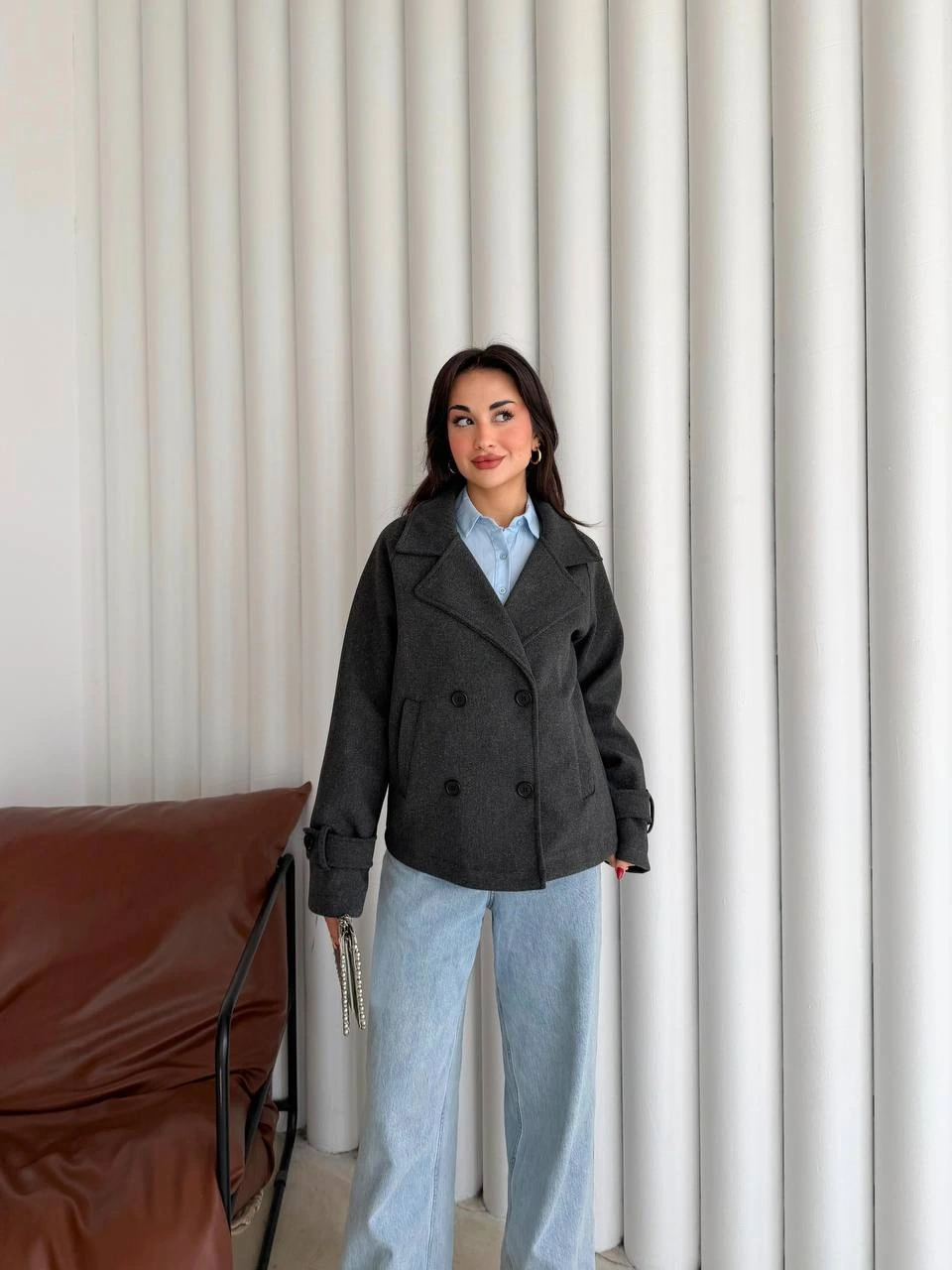 Pullaps Premium Seri Lüx Kaşe Trençkot Antrasit