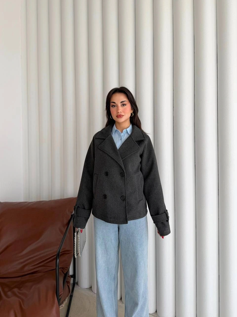 Pullaps Premium Seri Lüx Kaşe Trençkot Antrasit