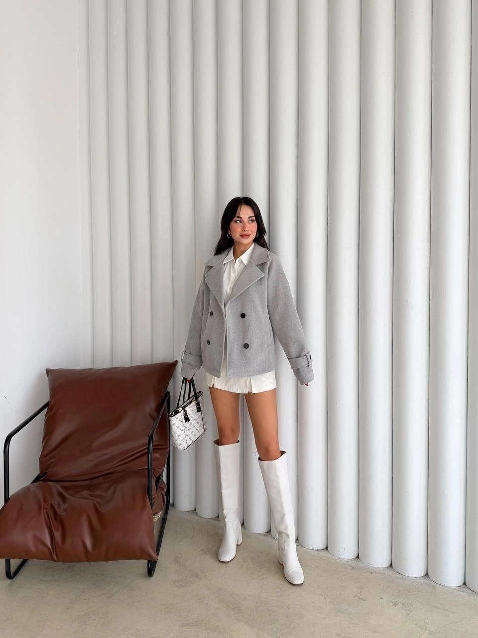 Pullaps Premium Seri Lüx Kaşe Trençkot Gri