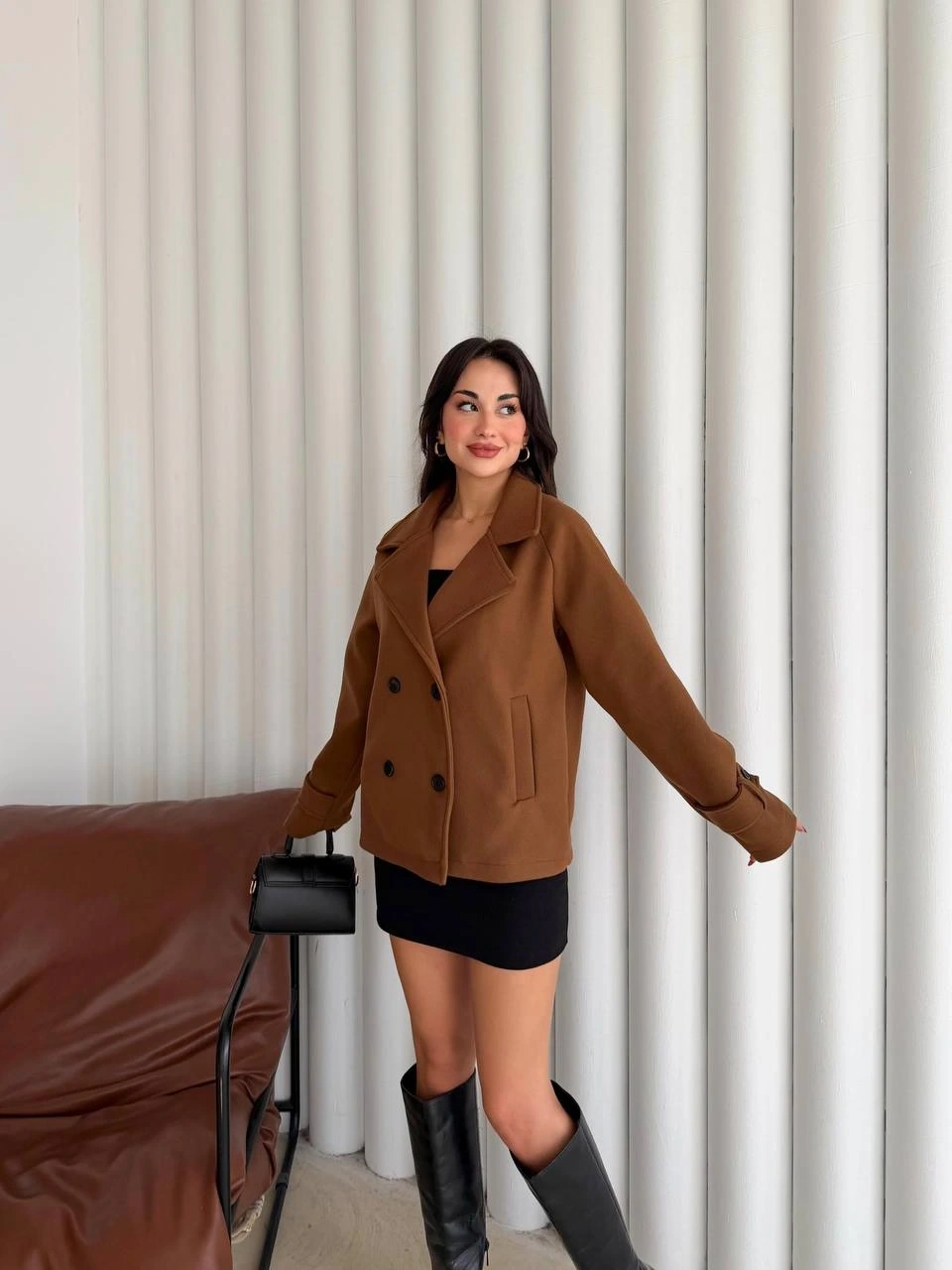 Pullaps Premium Seri Lüx Kaşe Trençkot Kahve