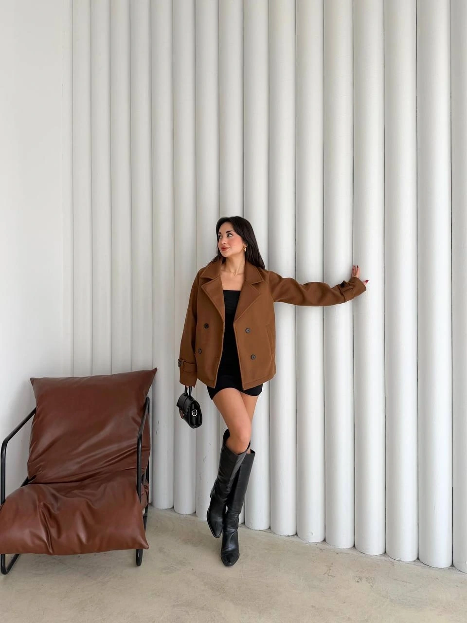 Pullaps Premium Seri Lüx Kaşe Trençkot Kahve