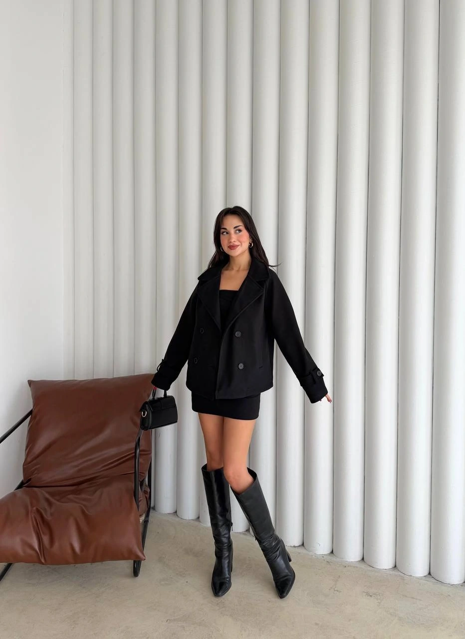 Pullaps Premium Seri Lüx Kaşe Trençkot Siyah