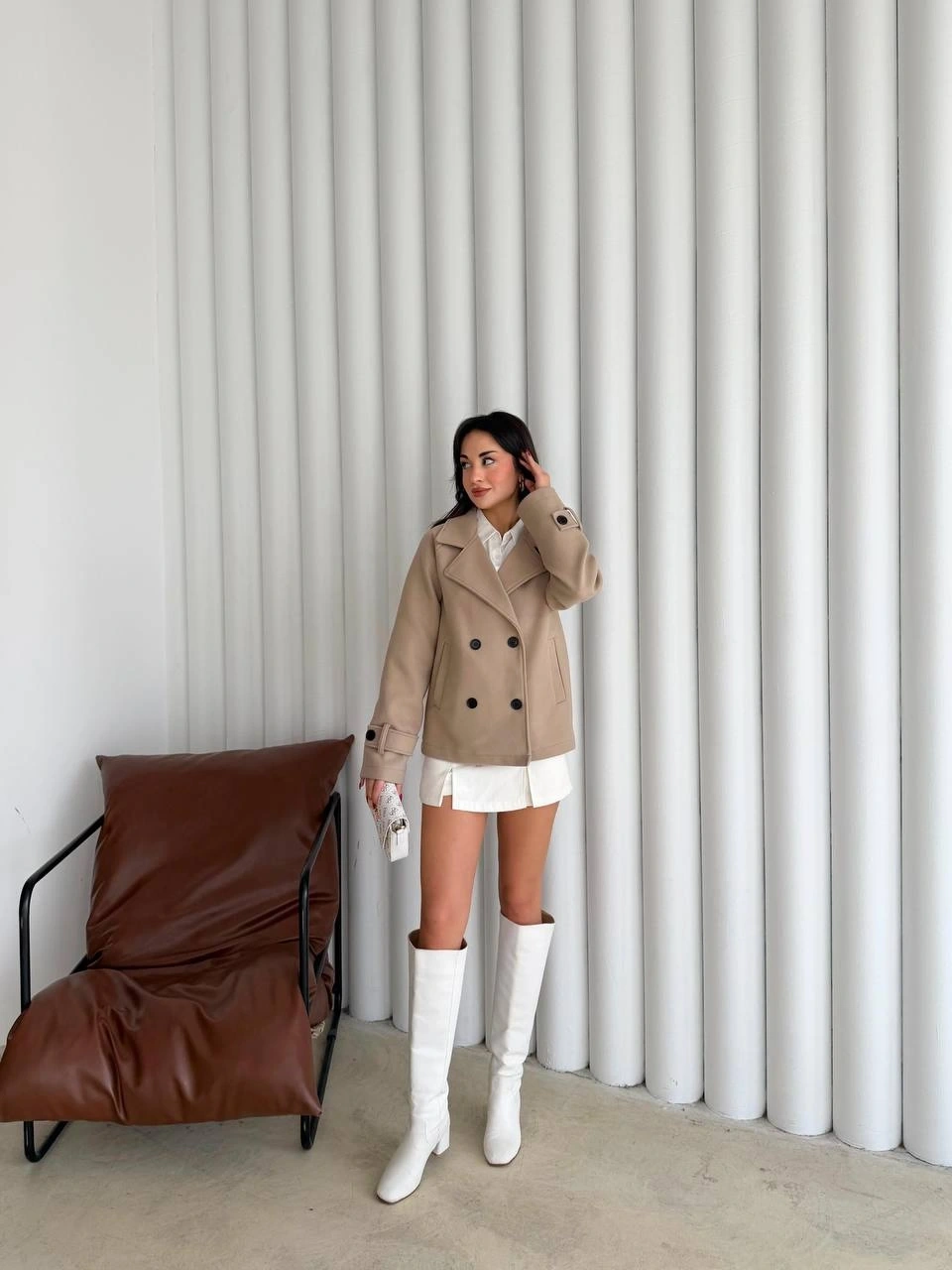 Pullaps Premium Seri Lüx Kaşe Trençkot Vizon