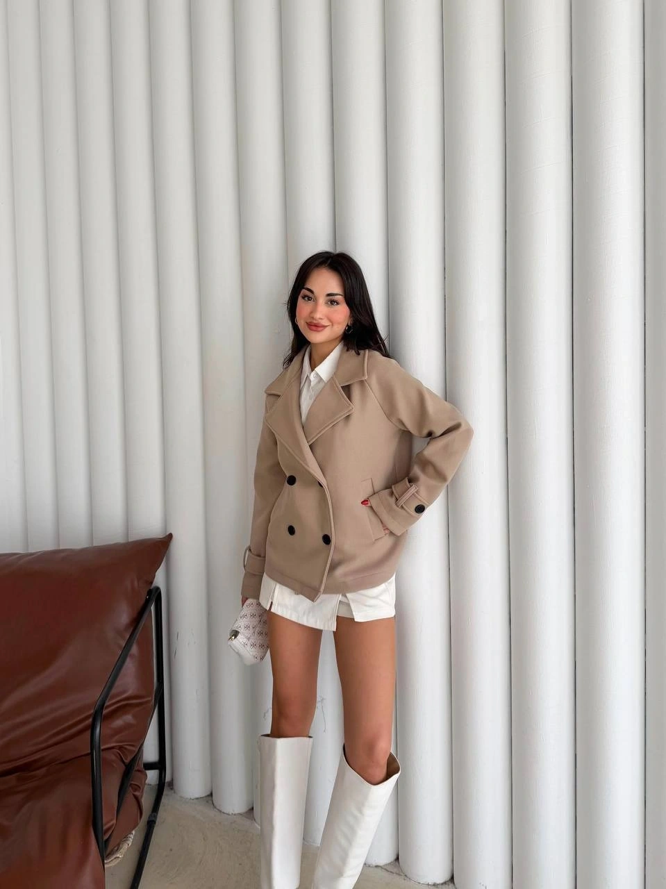 Pullaps Premium Seri Lüx Kaşe Trençkot Vizon