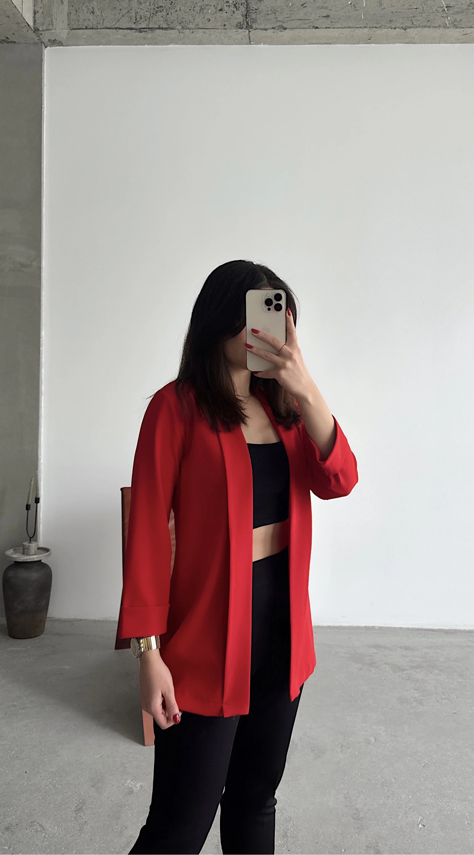 Pullaps Şal Yaka Ceket Kırmızı