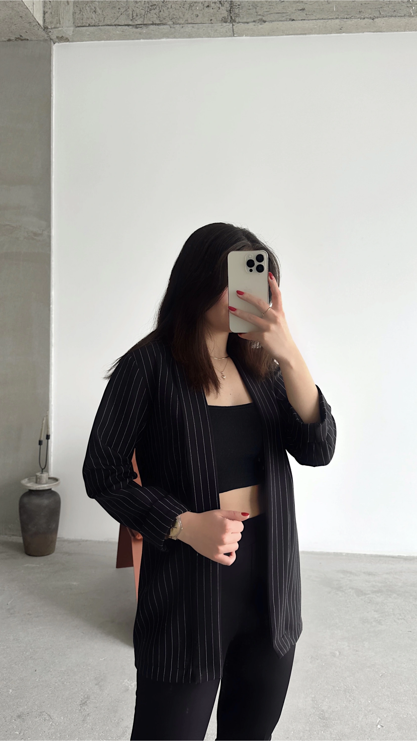 Pullaps Şal Yaka Ceket Siyah Çizgili