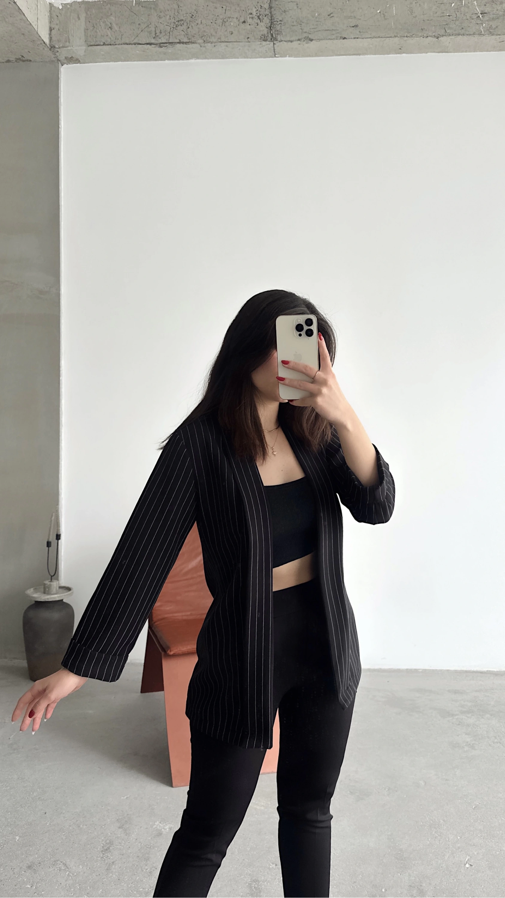 Pullaps Şal Yaka Ceket Siyah Çizgili