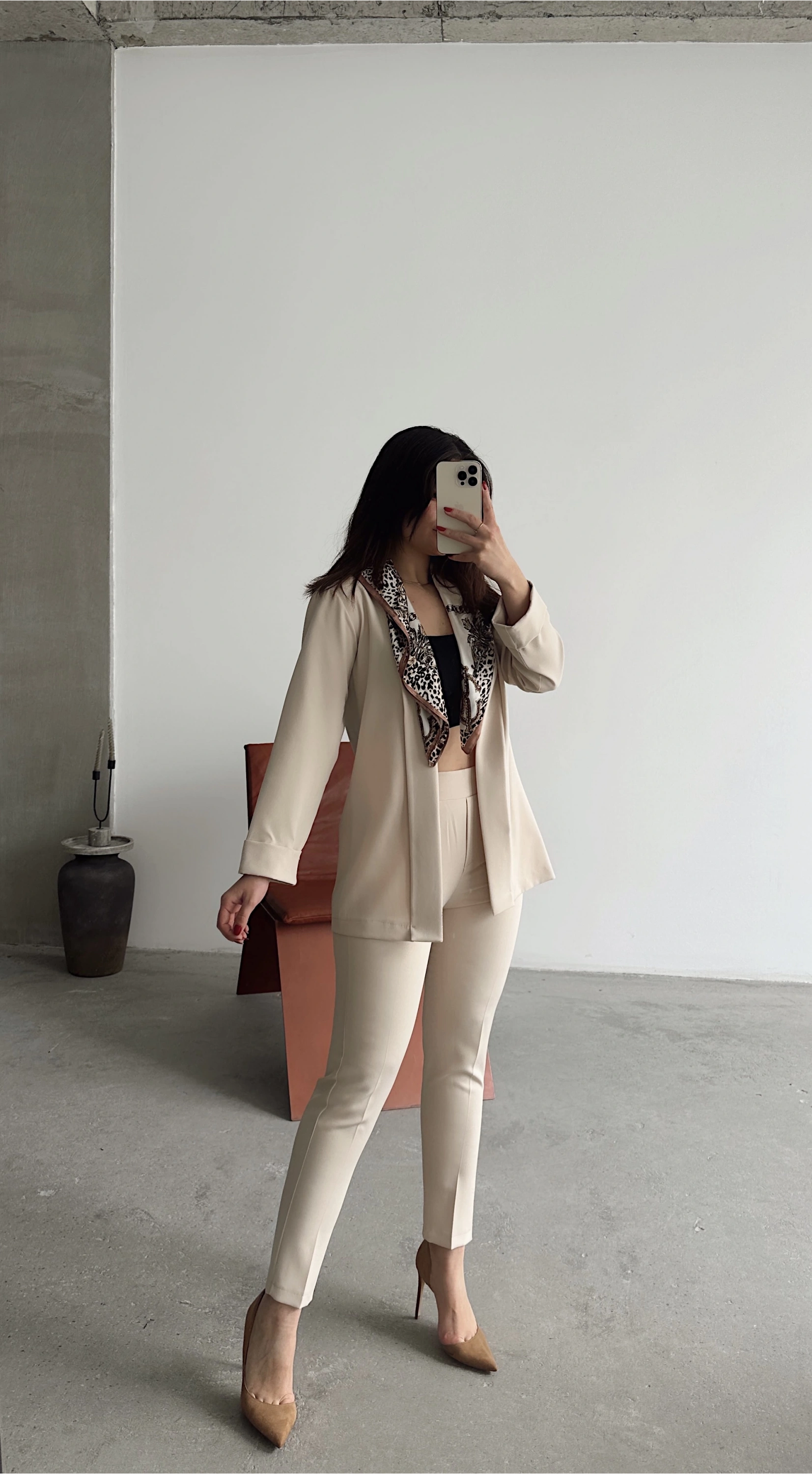 Pullaps Şal Yaka Ceket Vizon