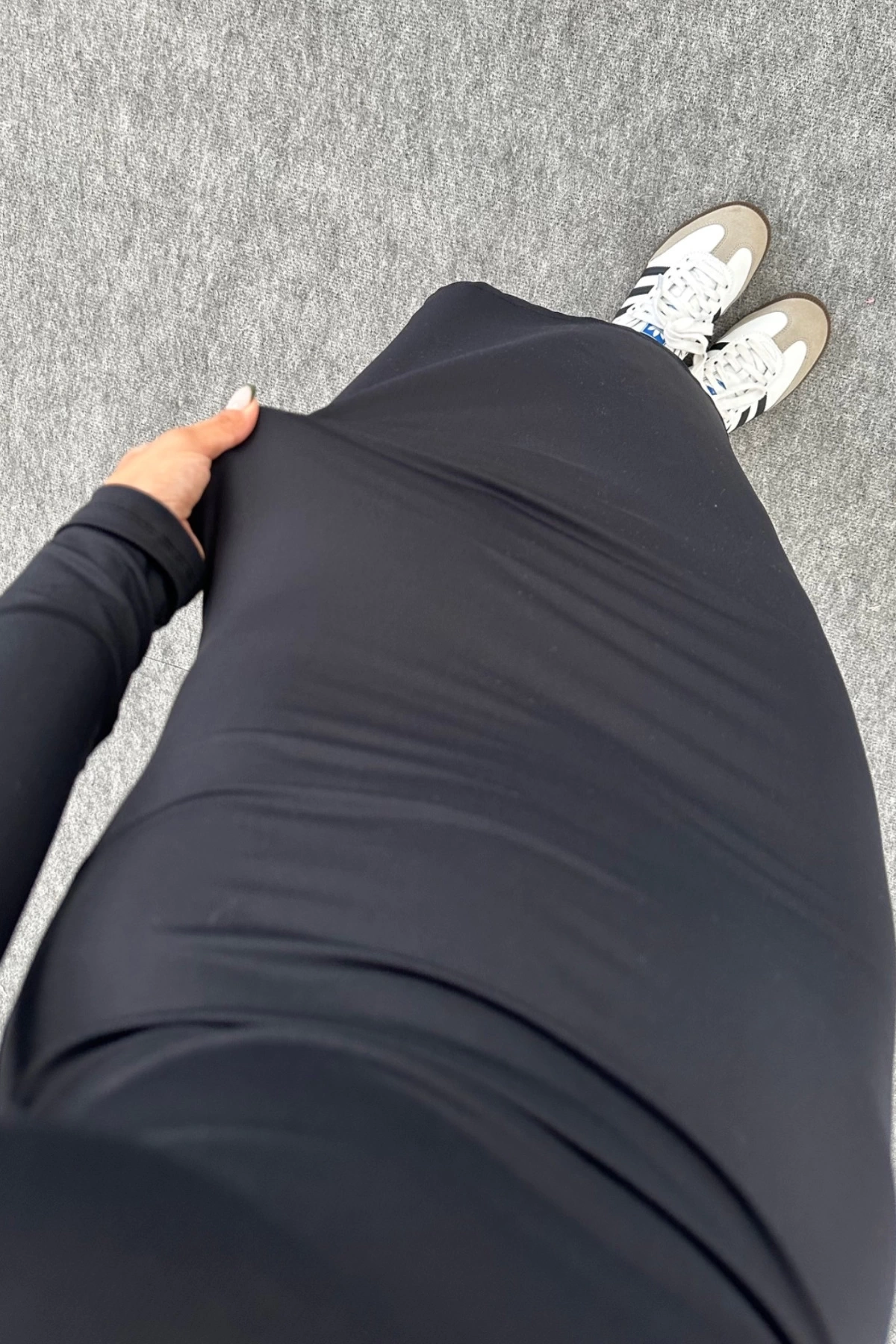 Pullaps Sıfır Yaka Uzun Kollu Düz Elbise Siyah