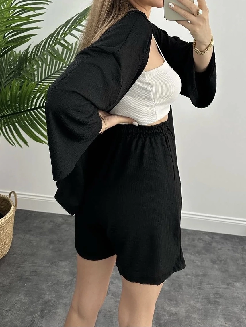 Pullaps Şortlu Kimonolu Gofre Takım