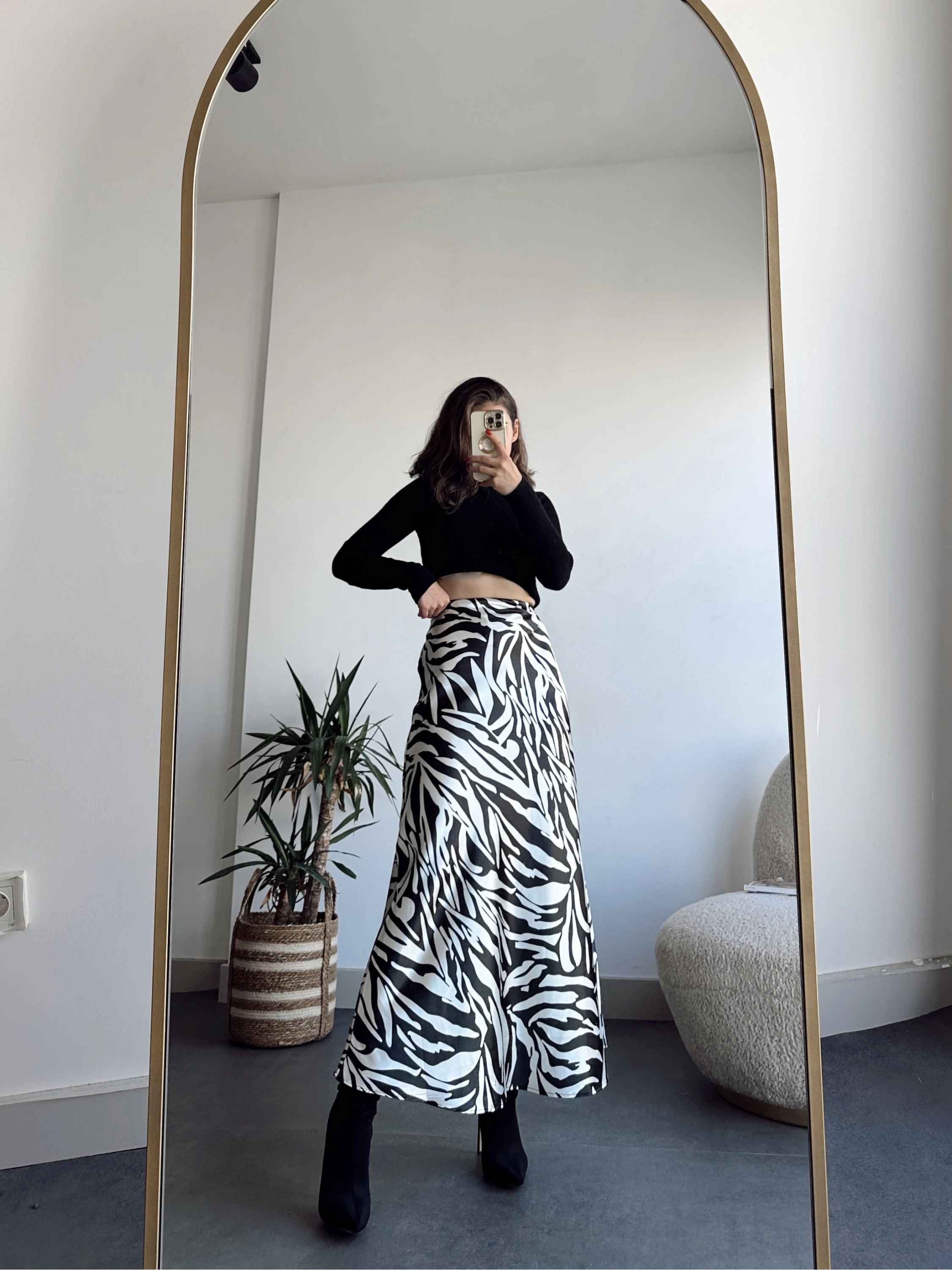 Pullaps Beli Lastikli Maxi Boy Uzun Saten Etek Zebra