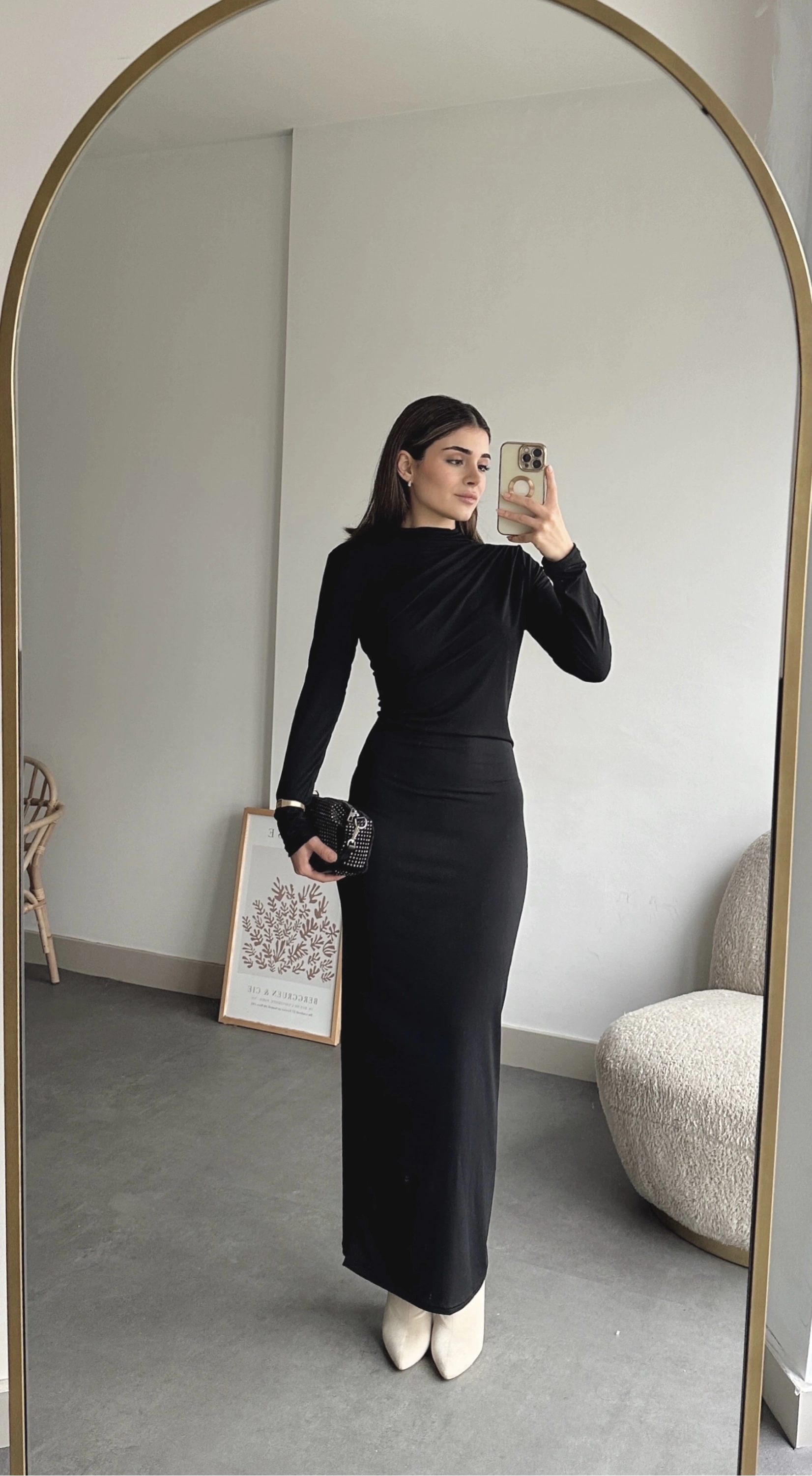 Pullaps Yandan Ve Omuzdan Büzgülü Elbise Siyah