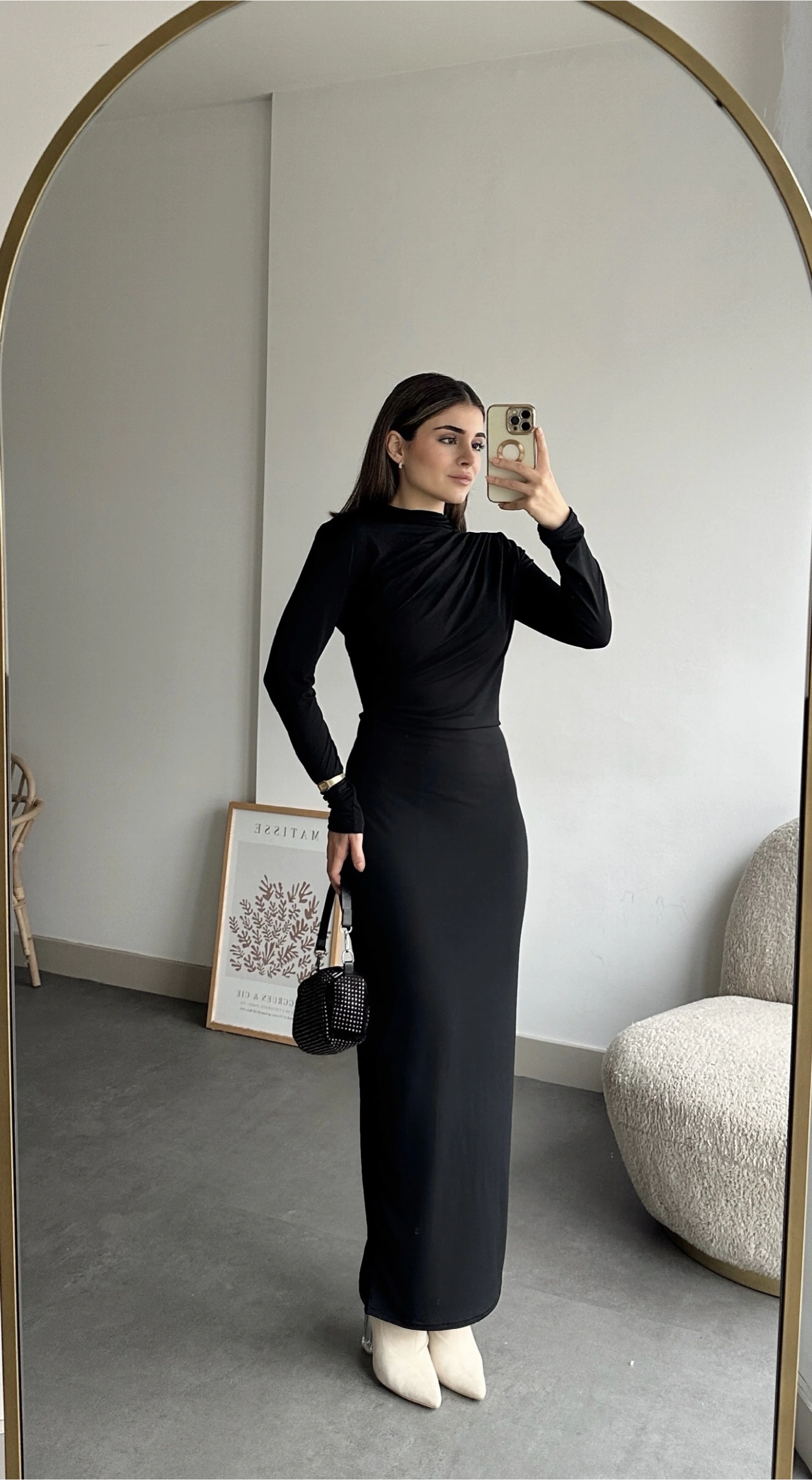 Pullaps Yandan Ve Omuzdan Büzgülü Elbise Siyah