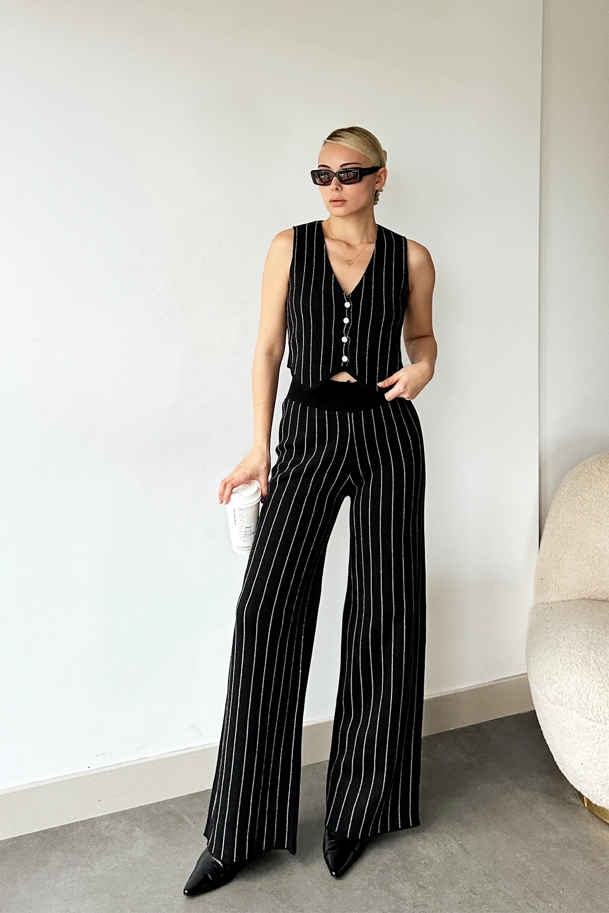 Pullaps Yelek Pantolon Triko Siyah