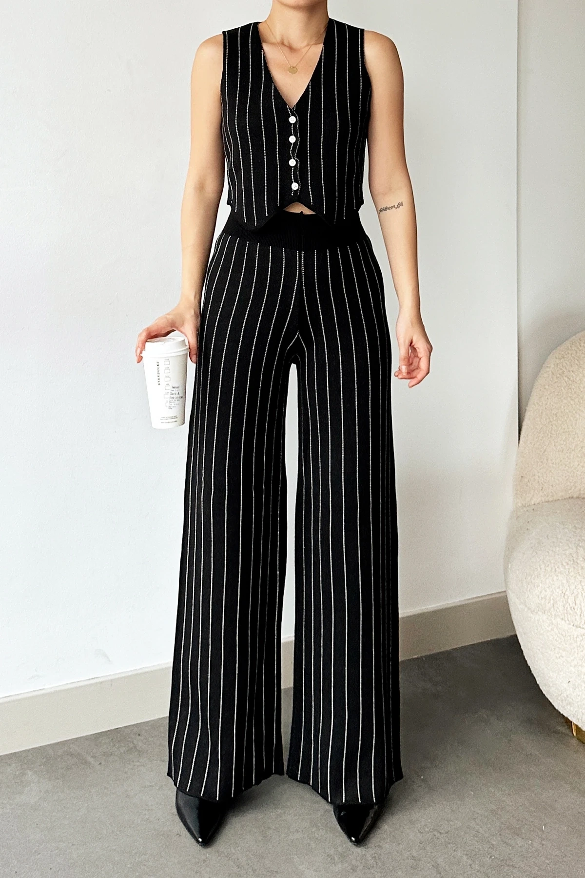 Pullaps Yelek Pantolon Triko Siyah