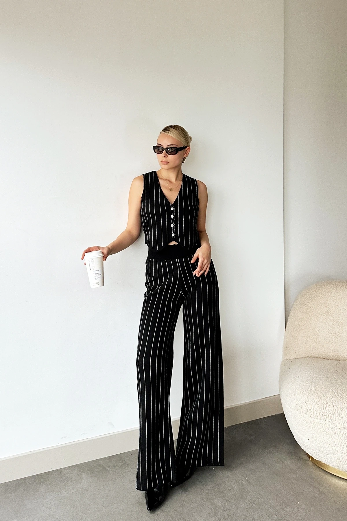 Pullaps Yelek Pantolon Triko Siyah