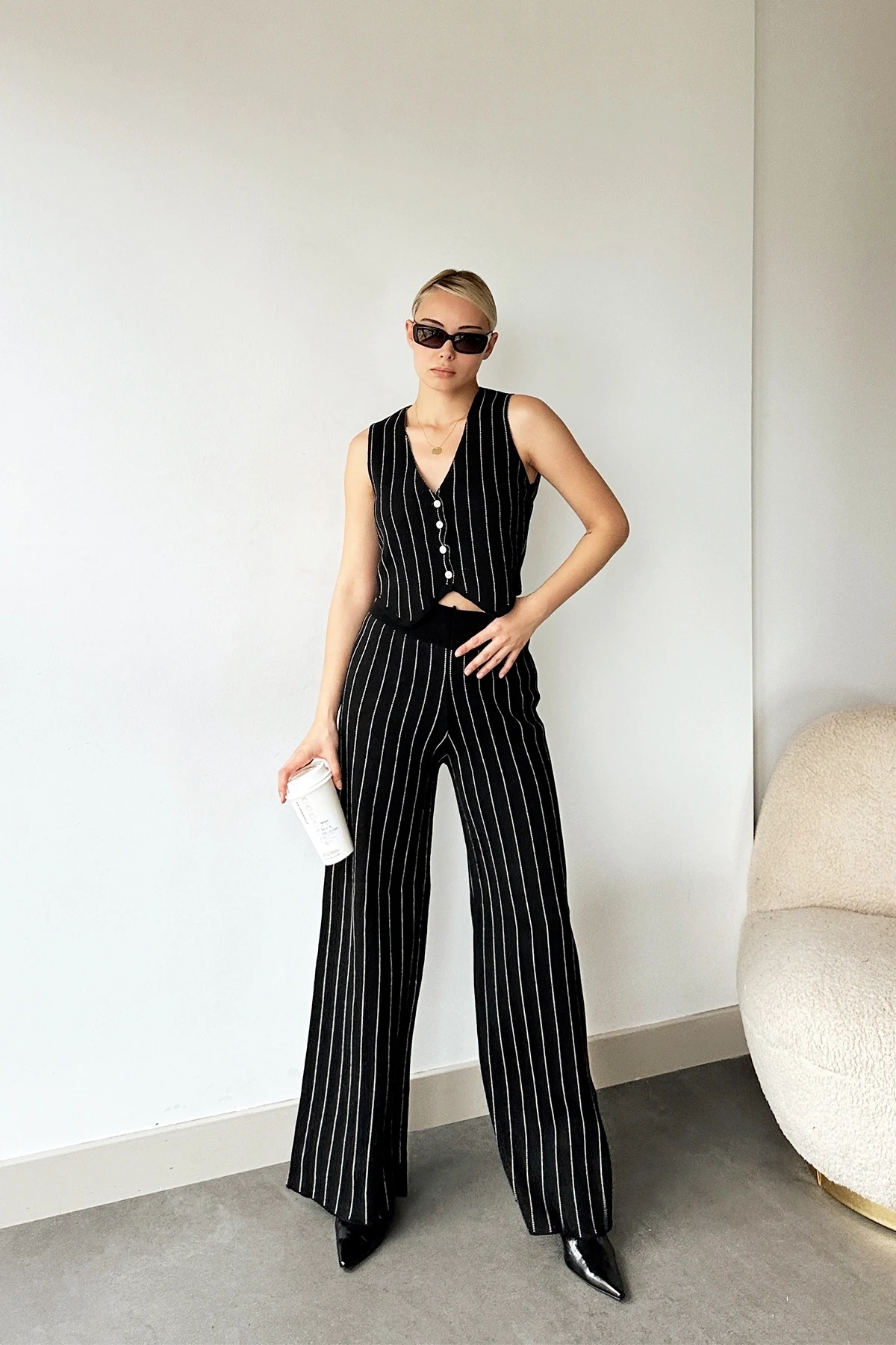 Pullaps Yelek Pantolon Triko Siyah