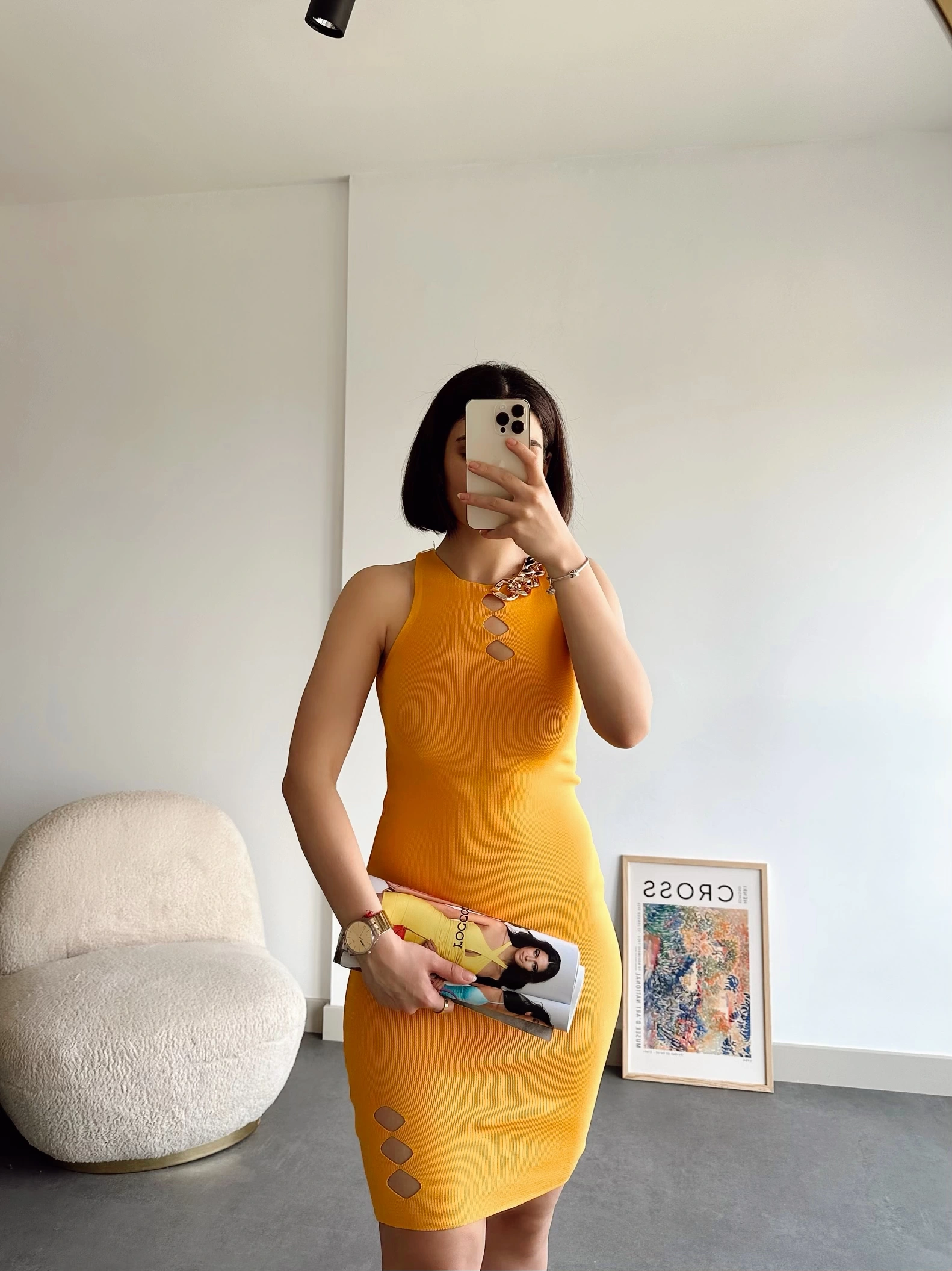 Pullaps Zincir Detaylı Triko Elbise