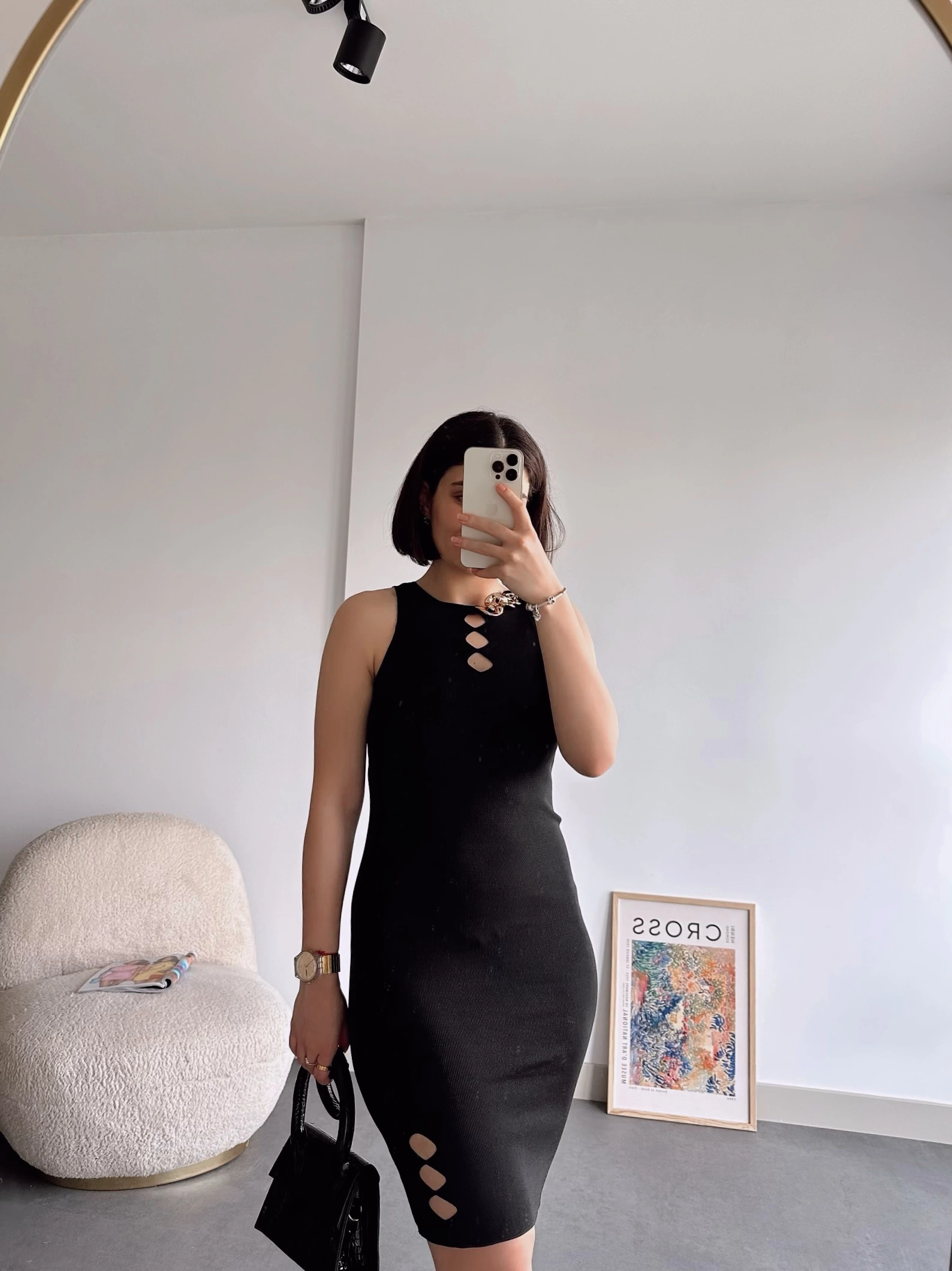 Pullaps Zincir Detaylı Triko Elbise