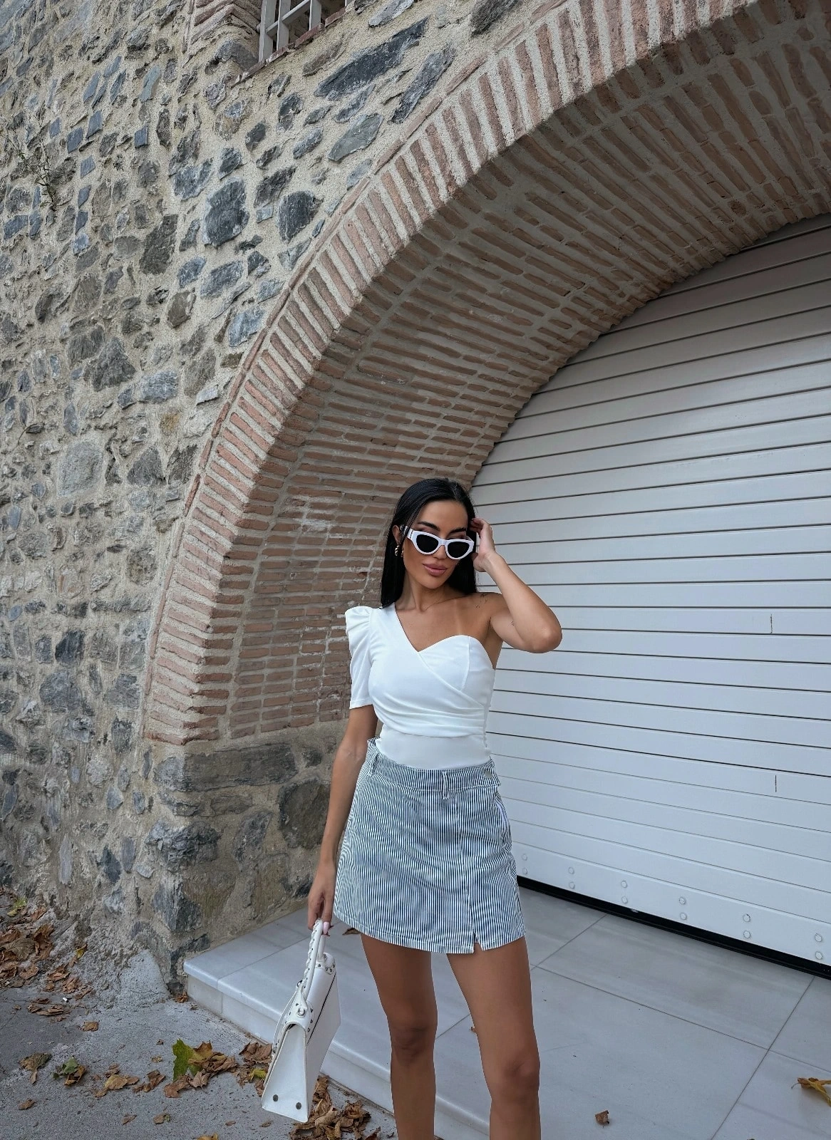 Tek Omuz Prenses Kol Crep Bluz