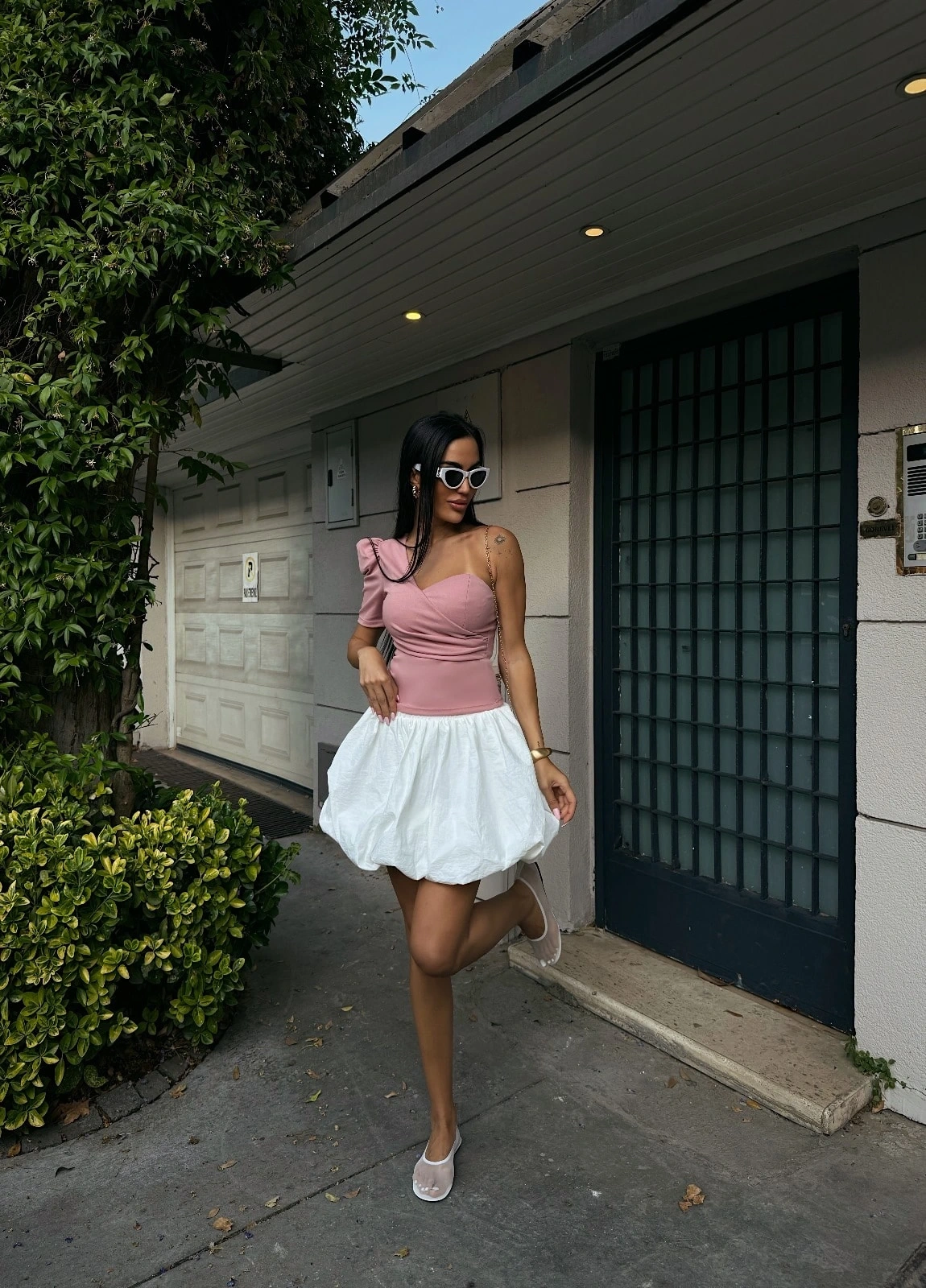 Tek Omuz Prenses Kol Crep Bluz