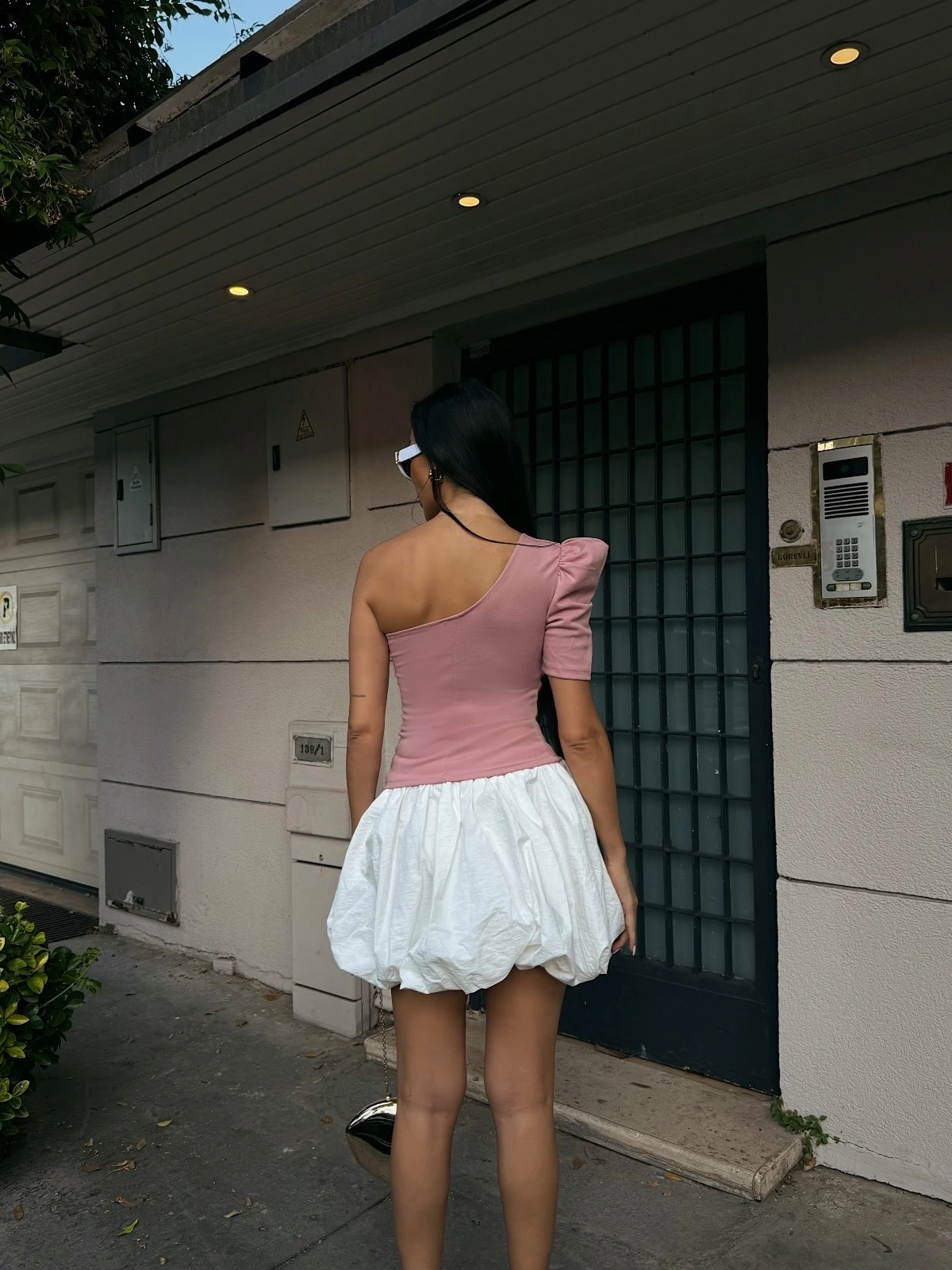 Tek Omuz Prenses Kol Crep Bluz