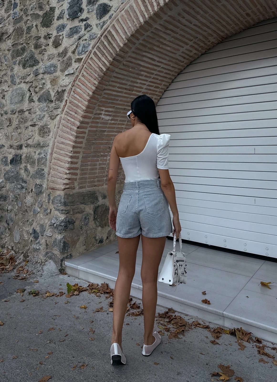 Tek Omuz Prenses Kol Crep Bluz