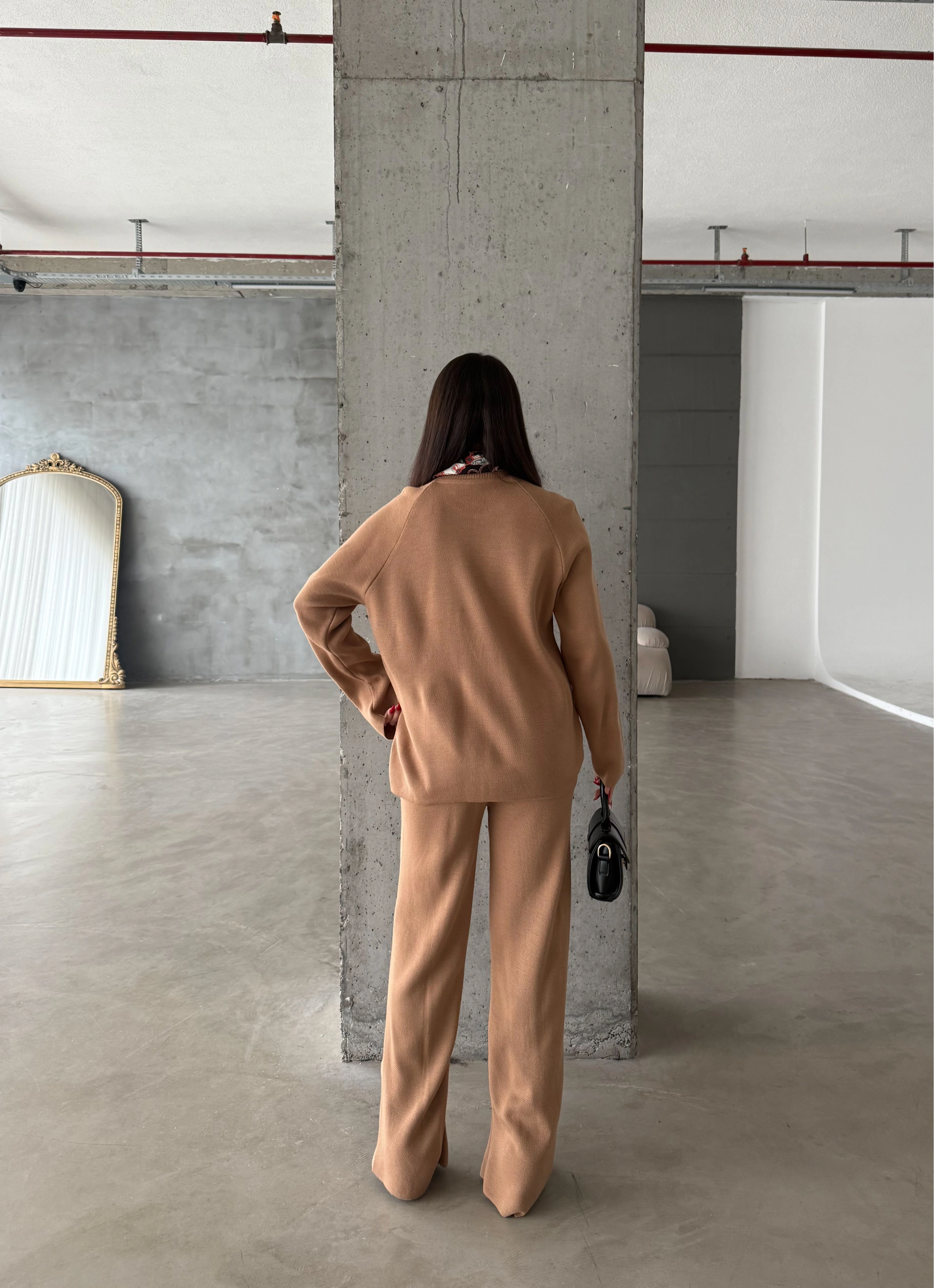 Pullaps Çımalı Triko Takım Vizon