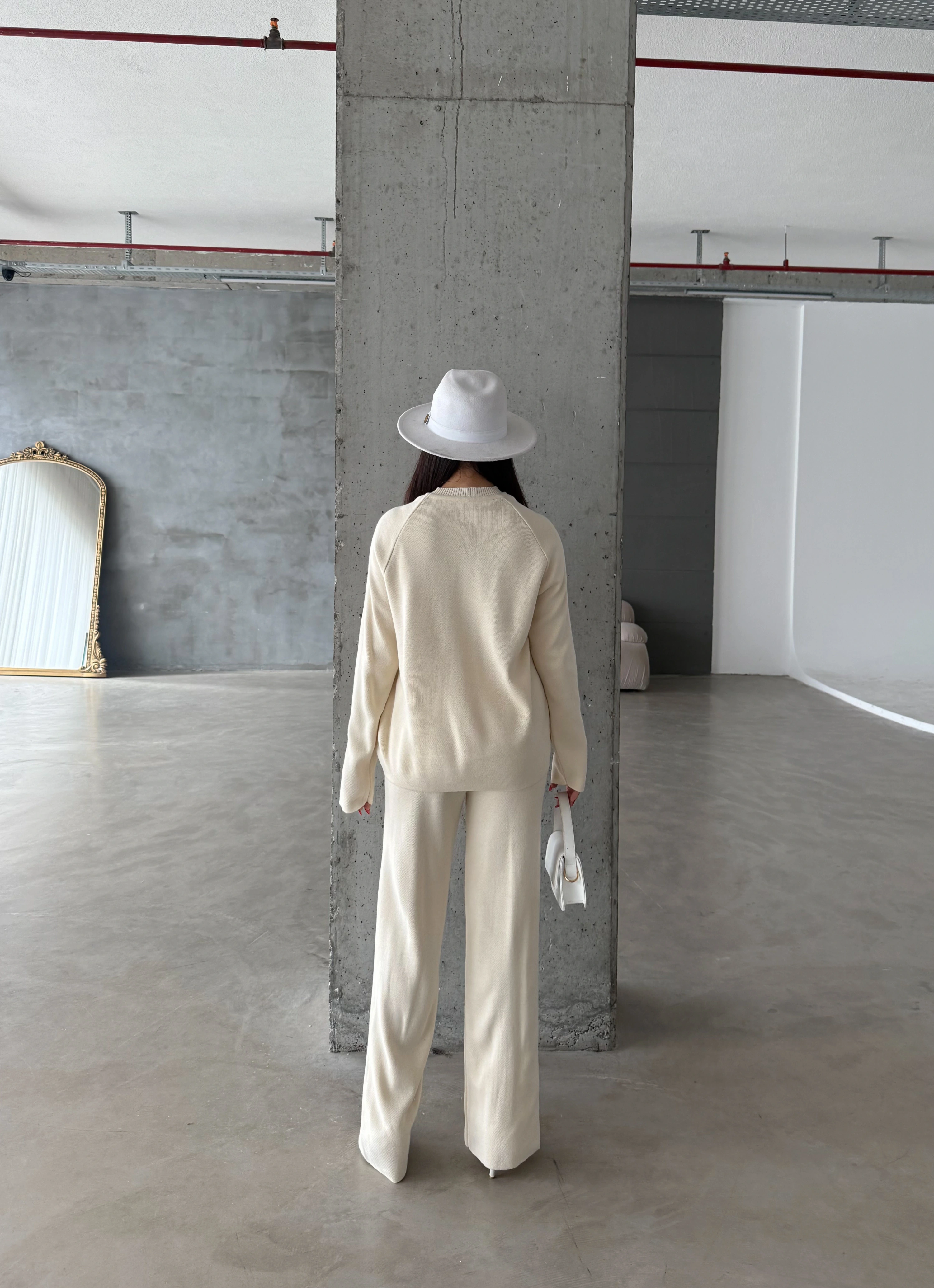 Pullaps Çımalı Triko Takım Krem