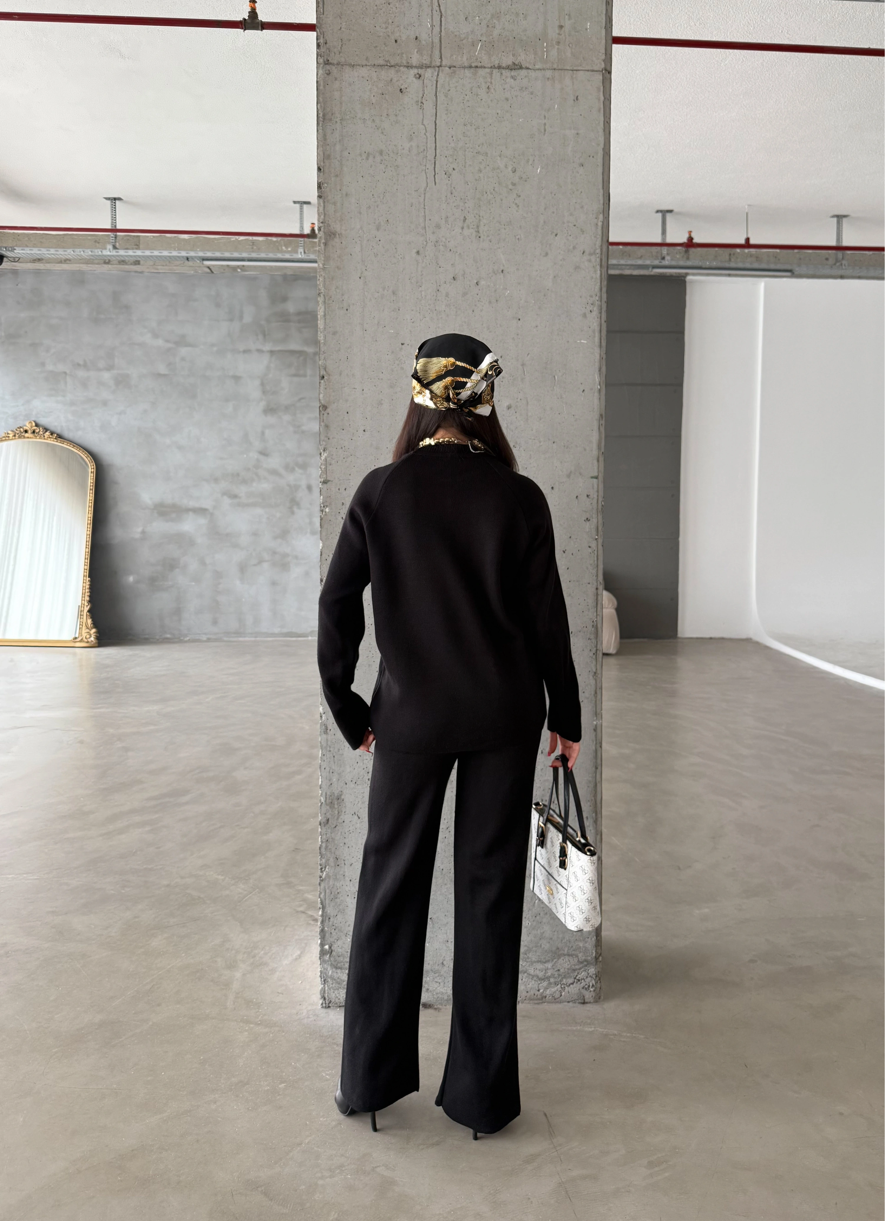 Pullaps Çımalı Triko Takım Siyah