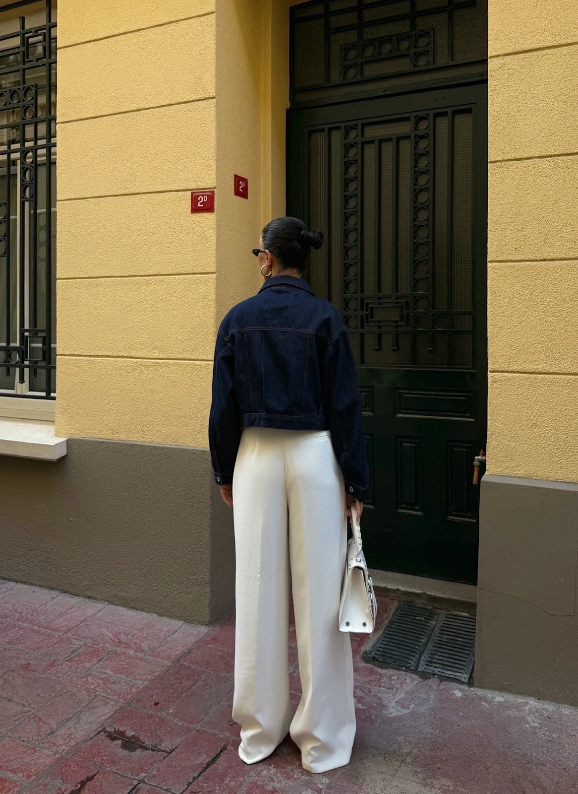 Pullaps Çift Cep Denim Crop Ceket Lacivert