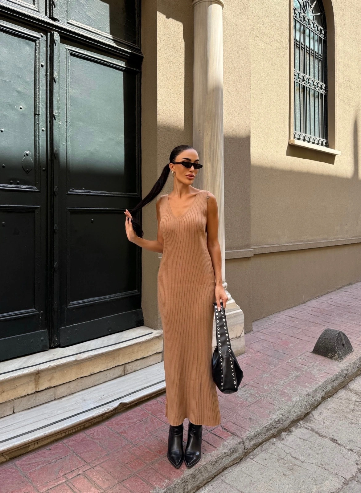 Pullaps Zigzak Desenli Kazak Ve Elbise Triko Takım Bisküvi