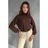 Pullaps Balıkçı Yaka Dokulu Crop Bluz Kahve