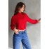 Pullaps Balıkçı Yaka Dokulu Crop Bluz Kırmızı