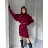 Pullaps Balıkçı Yaka Yarasa Kol Bluz Ve Etek İkili Triko Takım Bordo