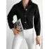 Pullaps Düz Cepli Denim Crop Ceket Siyah