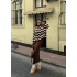 Pullaps Zigzak Desenli Kazak Ve Elbise Triko Takım Kahve