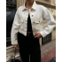 Pullaps Çift Cep Denim Crop Ceket Beyaz