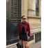 Pullaps Çift Cep Denim Crop Ceket Bordo